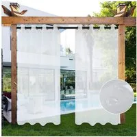 Sunicol Outdoorgardine Outdoor Vorhang Wetterfest mit Ösen, Transparent Voile (2 St), 132, Wasserdicht für Garten Terrasse Pavillon Veranda Balkon