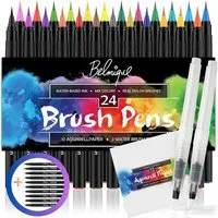 Belmique Aquarellstifte Brush Pens XXL-SET, (Set, 48-tlg., 38 SET), + 10 wasserfeste Fineliner