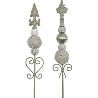 Dragimex Gartenstecker Metall Stecker FRANZÖSISCHE LILIE 2 Stück 100cm. GRAU