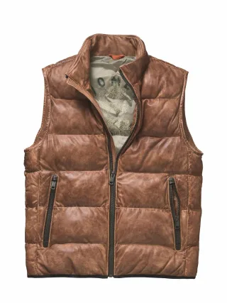 Mey & Edlich Herren Hartgesottene Lederweste Braun 100 % Leder (Lammnappa)