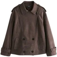 Next Kurzjacke Verkürzter Trenchcoat aus Kunsvelourstleder (1-St)