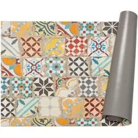 ANRO Küchenläufer abwaschbar Fliesenmix LADY Läufer pflegeleicht Küchenteppich, Rechteckig, Höhe: 3 mm, robust schmutzabweisend 67x100cm Oriental Bunt robust