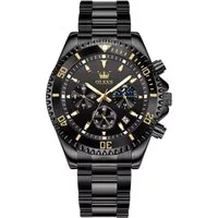 OLEVS Quarzuhr Herrenuhr Olevs Black Gold Zifferblatt – Bicolor Quarz Chrongraph
