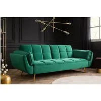 riess-ambiente Schlafsofa BOUTIQUE 213cm smaragdgrün - Samt, goldene Füße, Rundumbezug, 3-Sitzer mit Schlaffunktion - ideal für Wohn- & Schlafzimmer oder Loft