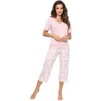 Donna Schlafanzug Rosalia (Set, 2 tlg., 2-teilig) Damen Capri-Pyjama 2-teilig 3/4 Hose Kurzarm Baumwolle