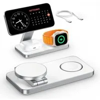AIBISTAR 3 in 1 Ladestation für Apple Watch iPhone, MagSafe kompatibel, Faltbar Induktions-Ladegerät (3000 mA, Wireless Charger,für iPhone 12-16,Apple Watch Series 1-10)