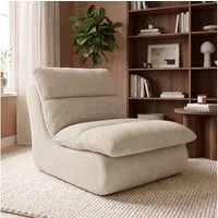 skølm Relaxsessel Sváfa aus Cord/Chenille, dick gepolsterter Vollschaumessel 11,5 cm (Chenille, Beige), vakuumiert – ohne Aufbau 