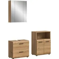 welltime Badmöbel-Set FLORENZ, 3-teilige Badkombination, hochwertige MDF-Front, (Set, 3-St., best. aus: Waschbeckenunterschrank, Spiegelschrank, Midischrank breit), Bad-Kombination, Bad-Möbel, Badezimmer, Kombination, Kombi