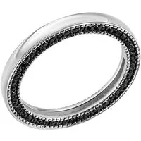 CELESTA Fingerring Silber 925 rhodiniert mit 104 schwarzen Zirkonia-Steinen