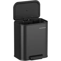 SONGMICS Mülleimer Küche, Treteimer mit Deckel, Softclose & Offenhaltefunktion, mit Inneneimer, breites rutschfestes Pedal, Stahl, 20 Liter