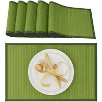 relaxdays Platzset Tischset 6er Set Bambus, (6 Tischmatten), grün