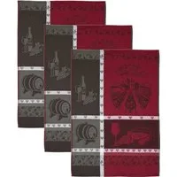 ROSS Geschirrtuch Weinmotiv, (Set, 3-tlg), Motivtuch, aus 100% Baumwolle