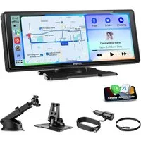 ESSGOO 10.26" Autoradio Kabellos Tragbar Apple CarPlay & Android Auto Einbau-Navigationsgerät (Autoradio Bluetooth Sprachsteuerung)