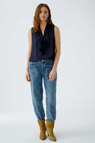 Oui - Bluse Viskose darkblue - Gr. - 38