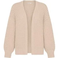 SASSYCLASSY Cardigan Strickjacke für Damen mit Stehkragen Cardigan aus Grobstrick mit Wolle- und Alpakawolleanteil Taupe Beige