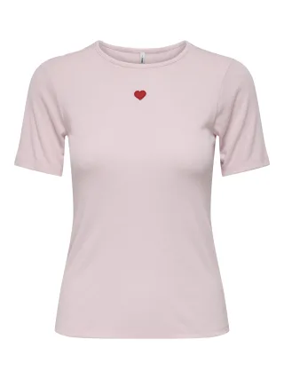ONLY - ONLELLI S/S RIB TOP JRS Parfait Pink - Gr. - S