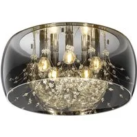 TRIO Leuchten Deckenleuchte Crystel, ohne Leuchtmittel, warmweiß - kaltweiß, Elegante Deckenlampe mit Glasschirm Ø 50cm, exkl 5xE14 Leuchtmittel