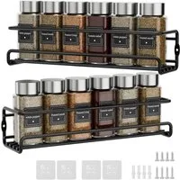 Venkuber Gewürzregal Wandgewürzregal 2er-Set hängender Metall-Gewürzhalter, 2-tlg., mit selbstklebend und Schrauben, für Gewürzgläser, Küchenschrank