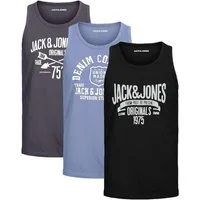 Jack & Jones Tanktop Bequemes Slimfit Shirt mit Printdruck (3er-Pack) mit Print