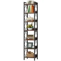 Tribesigns Bücherregal Eckregal, 200 cm extra hohes, schmales Bücherregal, 7 Etagen