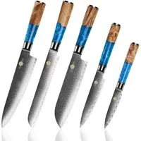 KAZUSHI Messer-Set 5-teilig Kochmesserset, Superscharfes (Set, 5-tlg., Kochmesser/Santoku-Messer/Universalmesser/Schälmesser/Brotmesser), Multifunktionales Profi-Set