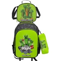 Minecraft Kinderrucksack Schulset 3 tlg Trolley Rucksack Etui Lunchbag Schule 43 cm (3-tlg)