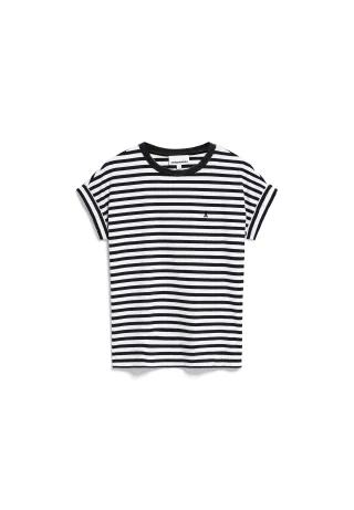 Armedangels - IDAARA STRIPE T-SHIRT white-black - Gr. - S