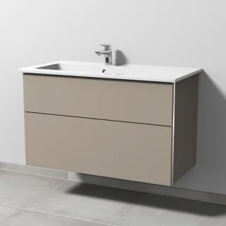 Sanipa 3way Keramik-Set Venticello Keramik-Waschtisch und Unterbau mit 2 Auszügen, Sandgrau-Matt BS32567