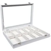Yudu Schmuckkasten Schmucklade Schmuckkasten Schaukasten mit Glasdeckel Weiss