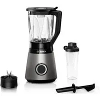 BOSCH Standmixer VitaPower Serie 4 MMB6174SN, 1,5l Mixer, 0,6l ToGo, 30.000 U/Min, grau, 1200 W, Stopfer, 4 Edelstahl Klingen, Kabelstaufach, Made in Europe