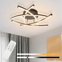 ZMH LED Deckenleuchte Wohnzimmer Schwarz/Weiß 32W Dimmbar Modern Flurlampe für Büro, Augenschutz, Einfache Installtion, LED fest integriert, Warmweiß-Neutralweiß-Kaltweiß, Metall Schlafzimmerlampe mit Fernbedienung für Küche