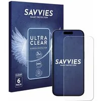 Savvies Displayschutzfolie Schutzfolie für Apple iPhone 15, 6 Stück, Displayschutz Schutz Folie Klar Transparent