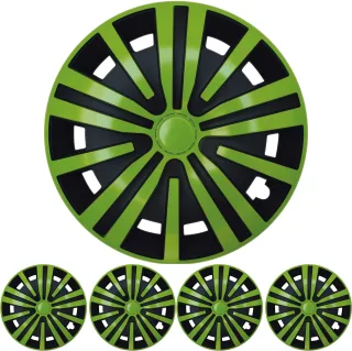 4x PREMIUM DESIGN Radkappen Radzierblenden Set "Spinel" 15 ZOLL in Grün Schwarz