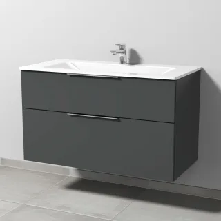 Sanipa 3way Glas-Set Glas-Waschtisch und Unterbau mit 2 Auszügen, Anthrazit-Matt UM20422
