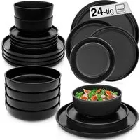 SÄNGER Tafelservice Madeira Geschirr-Set (24-tlg), 6 Personen, Steingut, schwarz, Handmade, VALUE COLLECTION
