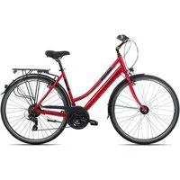 Ciclista Cityrad Ponte Vecchio Trapez, 21 Gang Shimano Tourney 21 Schaltwerk, Kettenschaltung, Damenrad Citybike rot/orange
