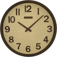 Holzwerk Wanduhr BOHO Rattan Designer Loft Holz Quarzwanduhr (Nahezu lautloses Uhrwerk, analog, 30 cm)
