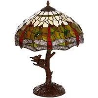 BIRENDY Stehlampe Lampe im Tiffany-Stil 16 Zoll Libelle Tiere Rose Tischlampe