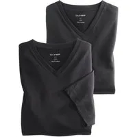 OLYMP T-Shirt Casual (Packung, 2-tlg., 2er) mit Ton-in-Ton Logostickerei am Ärmel