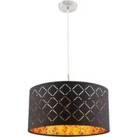 GLOBO LIGHTING Hängeleuchte, Leuchtmittel nicht inklusive, Hängeleuchte Pendellampe Esstischlampe rund schwarz gold H 140 cm