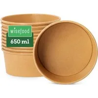 wisefood Einweggeschirr-Set 50-tlg., Bio-Take-Away-Schale, 650 ml, (50-tlg), Papier