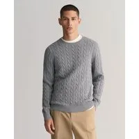 Gant Strickpullover COTTON CABLE C-NECK mit Wappen-Logostickerei auf der Brust
