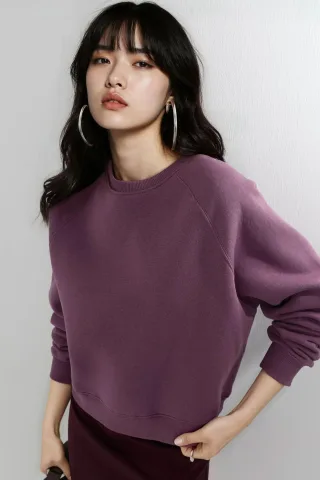 Rundhalsausschnitt Langarm Gestrickter Sweatshirt