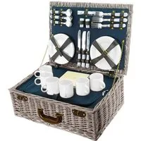 SMAK Picknickkorb Weidenkorb (Set, 40 St., mit Geschirr und Besteck), für 6 Personen