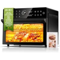 Azmsary Minibackofen 30L XXL-Heißluftfritteuse mit Touchscreen, 1800W & 20 Programmen, LED-Smarttouch, 30L Dual-Kochsystem, 7 Profi-Zubehör.