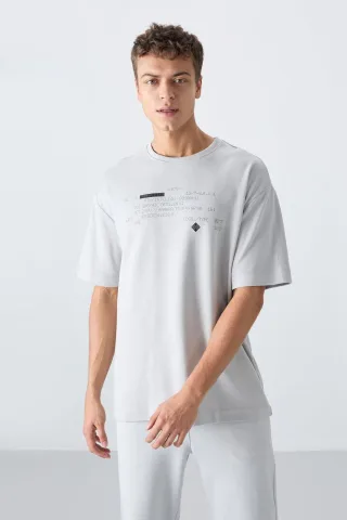 Übergröße Bedrucktes Rundhals-T-Shirt