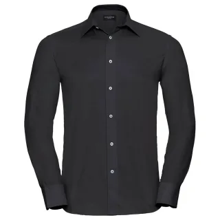 Russell Collection - Formelles Hemd für Herren Langärmlig (Schwarz)