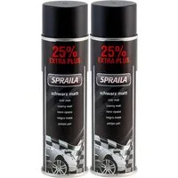 belton Sprühlack 2 x Auto Lackspray Dose Spraila Schwarz Matt 500ml