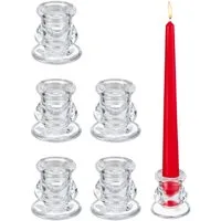 relaxdays Kerzenständer Stabkerzenhalter aus Glas 6er Set