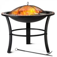 Gardebruk Feuerschale Sevilla, Feuerkorb Garten mit Funkenschutz Abdeckung Rost Ø76cm Grill